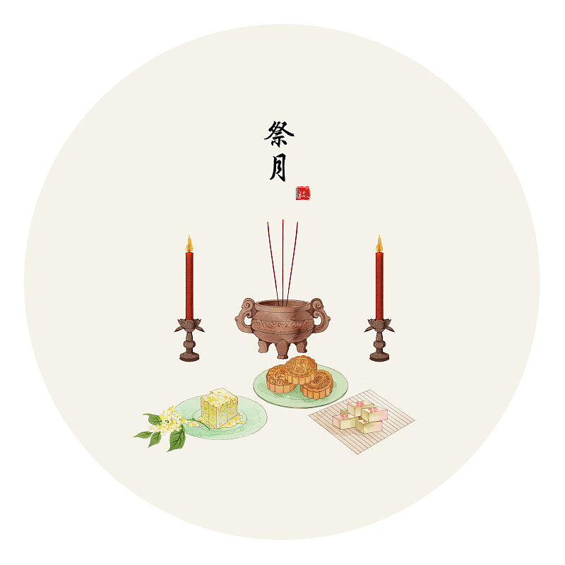 中秋节祭月简笔画图片