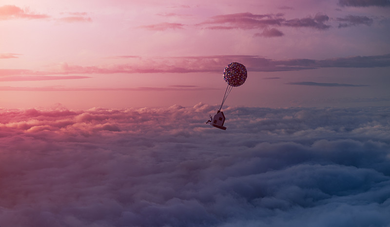 热气球云海天空夕阳欢呼梦幻图片下载