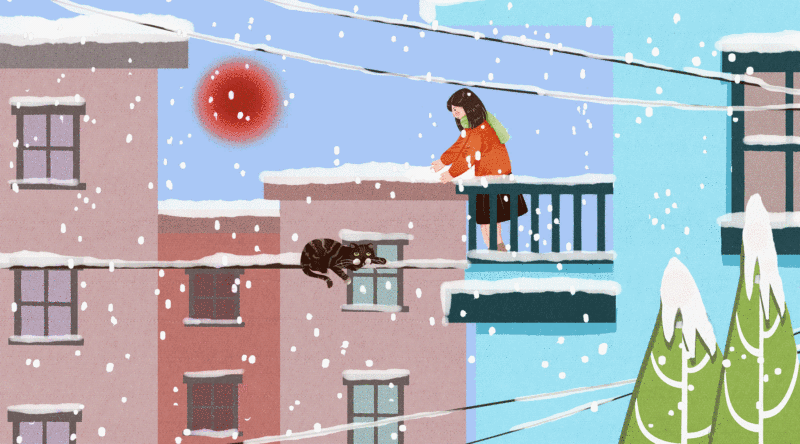 猫与女孩生活二十四节气之小雪图片下载