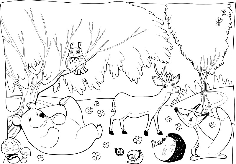 森林之王简笔画动物篇图片