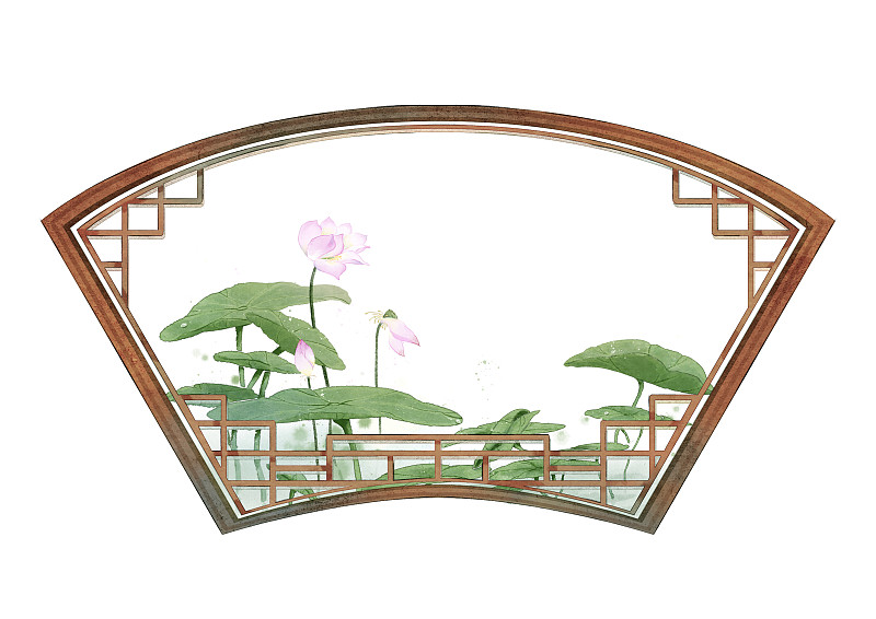 中国风古风窗户窗棂插图 白底图片下载