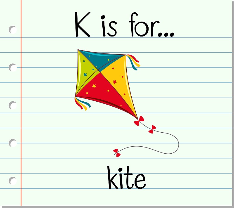 卡片中的字母k代表风筝图片