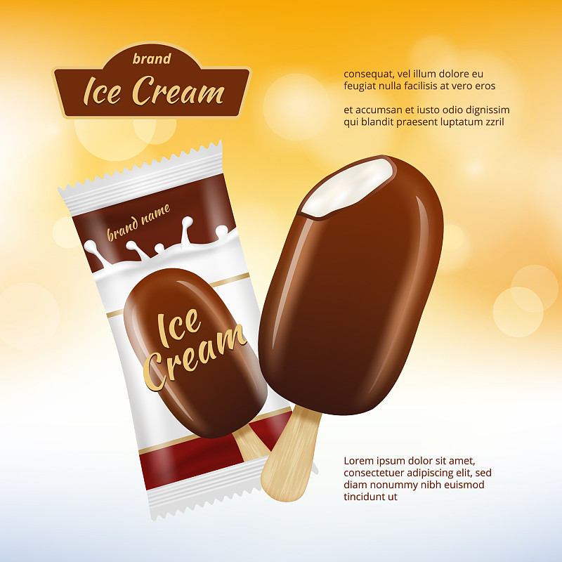 巧克力冰淇淋海报设计逼真图片下载