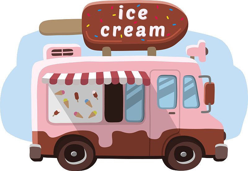 带冰淇淋的货车流动商店图片素材