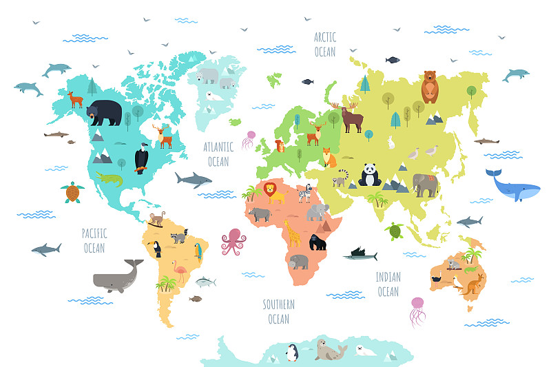亚洲动物地图图片