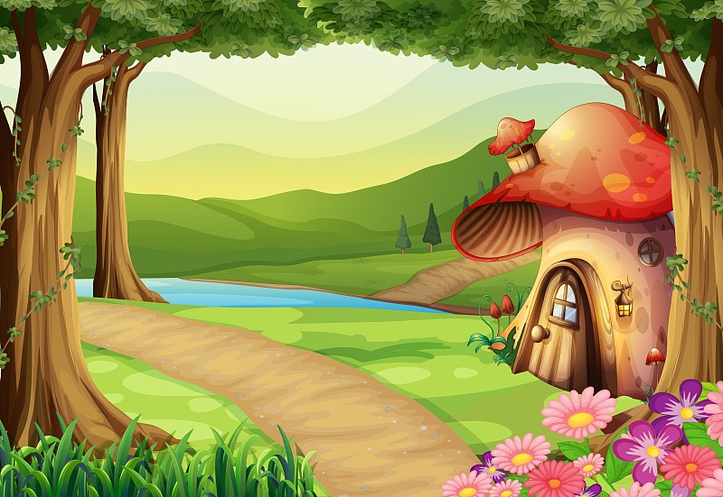 树林里的蘑菇屋图片