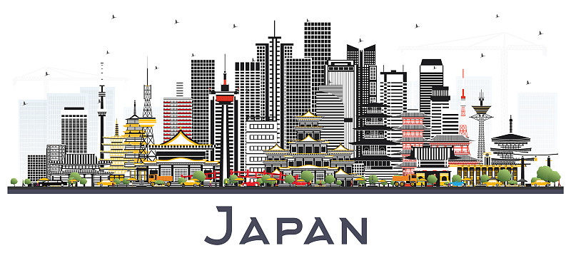 日本城市天际线与灰色建筑物隔离图片下载