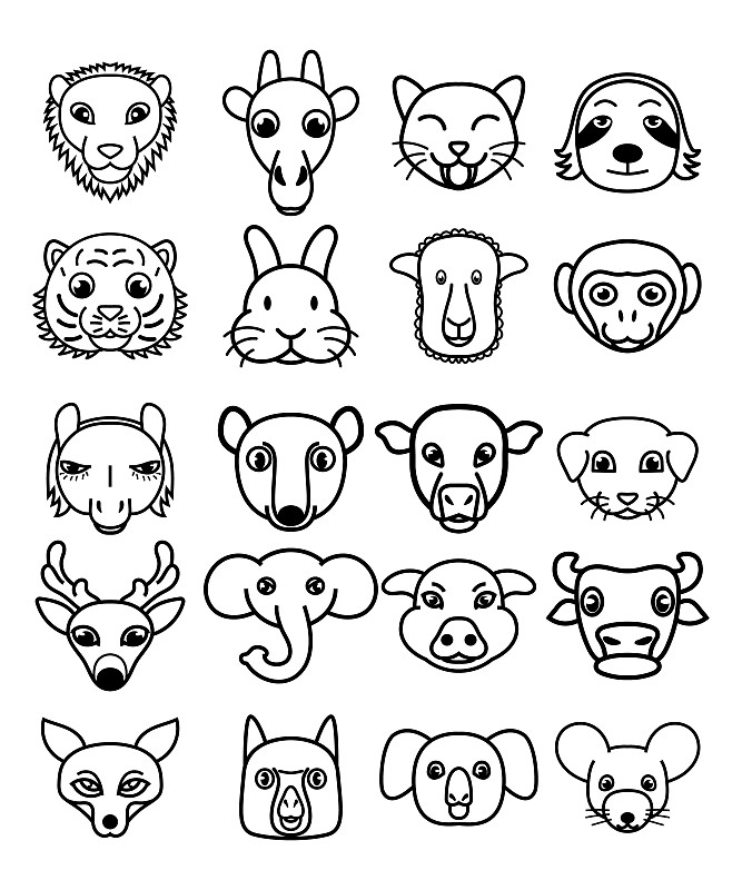 动物的脸简笔画图片