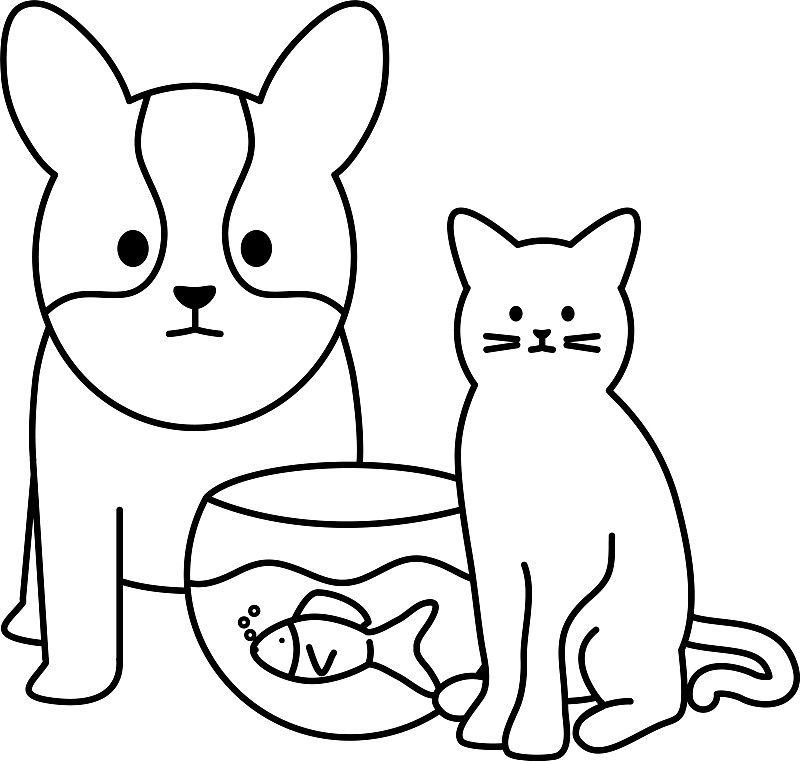 猫和狗的简笔画 可爱图片