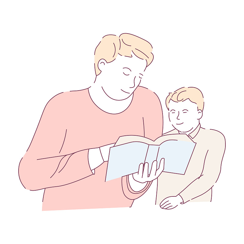 父亲和儿子的家庭作业阅读书籍图片下载