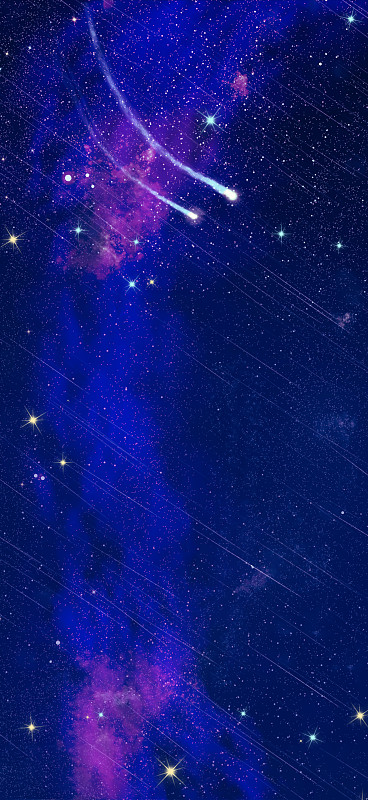 夜晚星空下，一对流星划过美丽的夜空插画背景下载