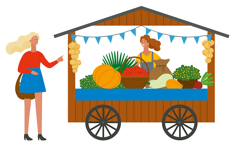 与蔬菜顾客和小贩交易帐篷图片下载