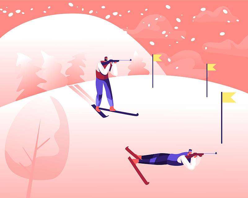冬季两项比赛运动员的目标和图片素材