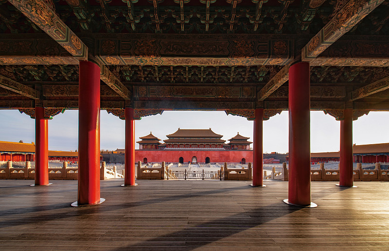 北京故宫紫禁城太和殿午门黄昏场景图片下载