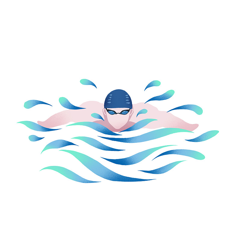 项目游泳体育运动扁平化图标白色背景图片下载