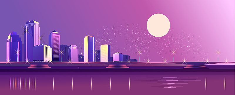夜晚霓虹的城市图片下载