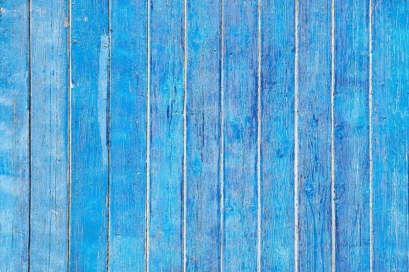 全框拍摄的蓝色油漆，风化的木墙图片下载