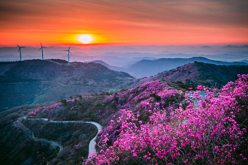 韩雨山日落美景，韩国图片下载