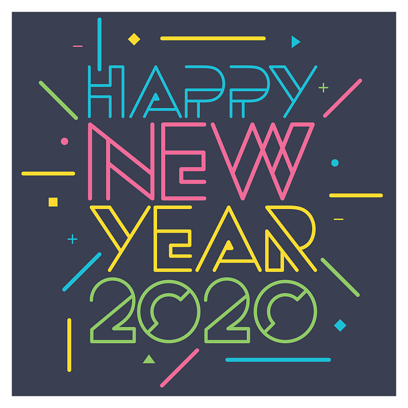2020年新年快乐，排版矢量海报设计插图。图片素材