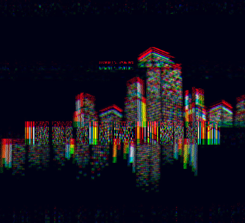 抽象glitch风格的城市办公建筑背景图片下载