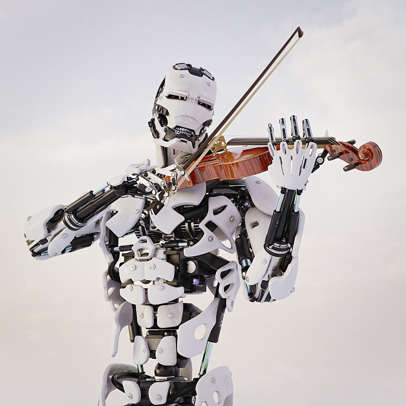 机器人玩小提琴图片下载