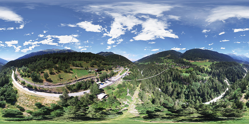 360°身临其境的瑞士阿尔卑斯山山村在瑞士瓦莱图片下载