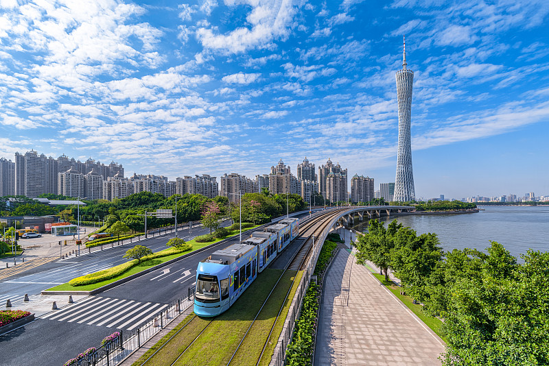 广州有轨电车-广州塔城市景观图片下载