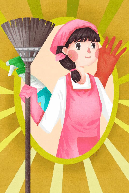 小清新可爱五一劳动节做家务的女性图片下载