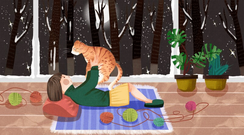 猫与女孩生活二十四节气之立冬图片下载