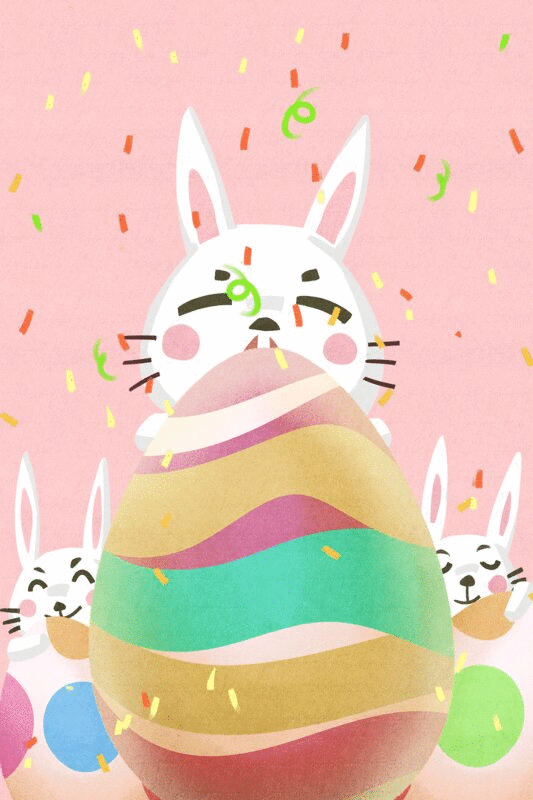 复活节兔子与彩蛋插画GIF动图图片下载