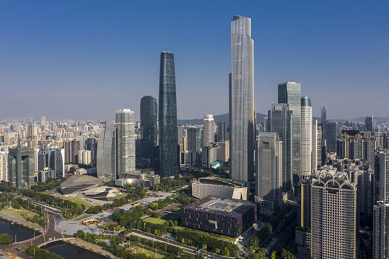 广州市 珠江新城 现代建筑群 航拍图片下载