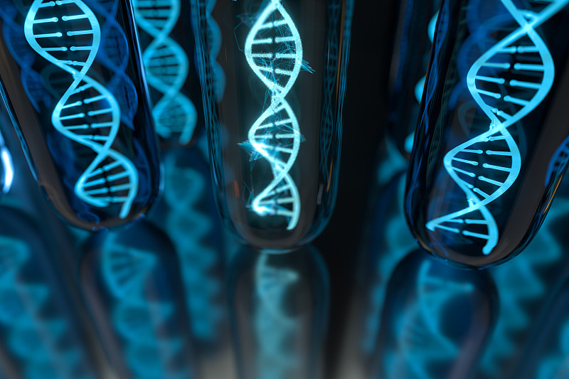 试管与试管内的DNA 三维渲染图片下载