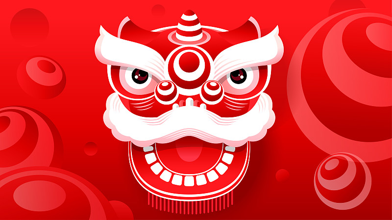中国传统舞狮插画图片