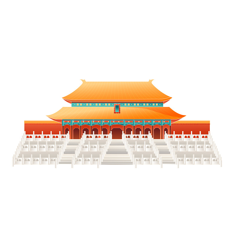 中国北京故宫紫禁城太和殿建筑地标中国风矢量插画图片