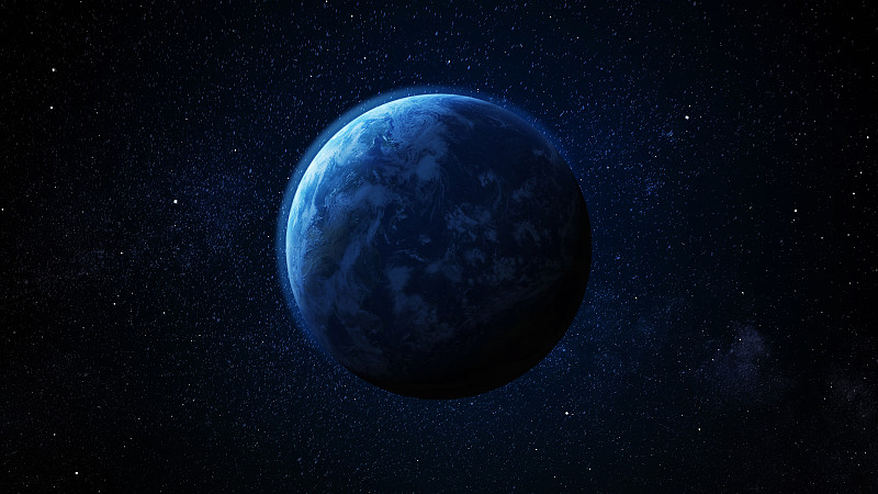 星空中蓝色的地球图片素材