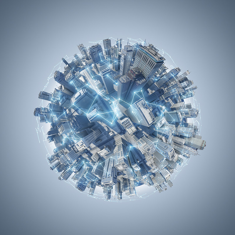 智慧城市星球——亮蓝色图片下载