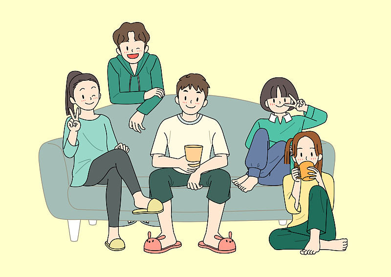 我们是一家人。幸福家庭插图的概念图片素材