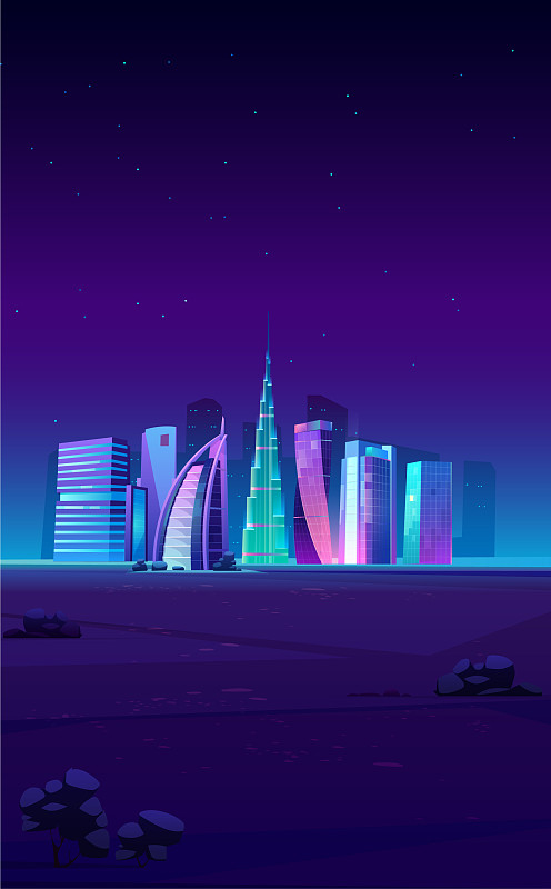 迪拜是世界著名建筑的天际线图片下载