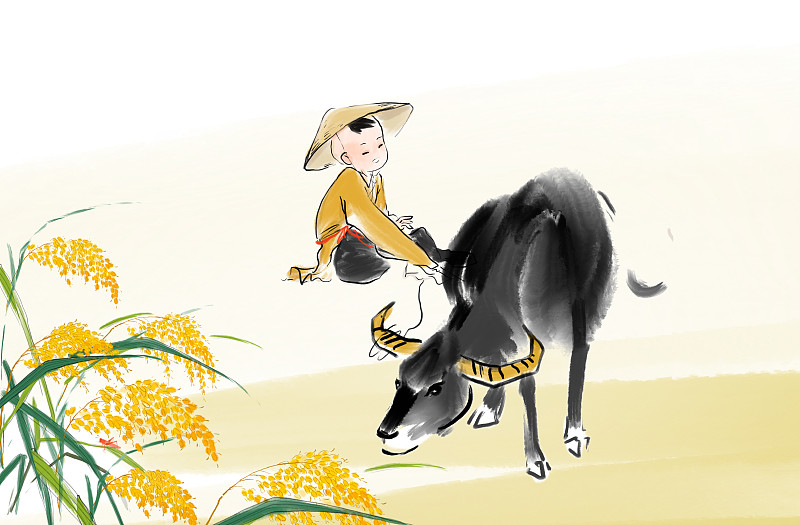 中国风牛年插画台历九月丰收的季节麦子熟了下载