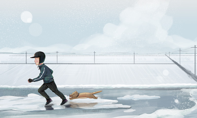 冬天在户外滑冰的男孩图片下载