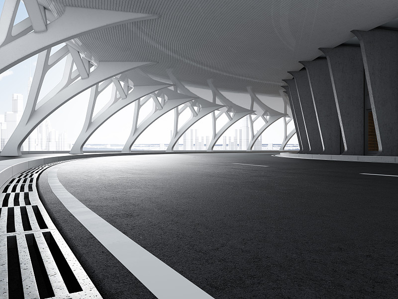 三维渲染的隧道高速公路图片下载