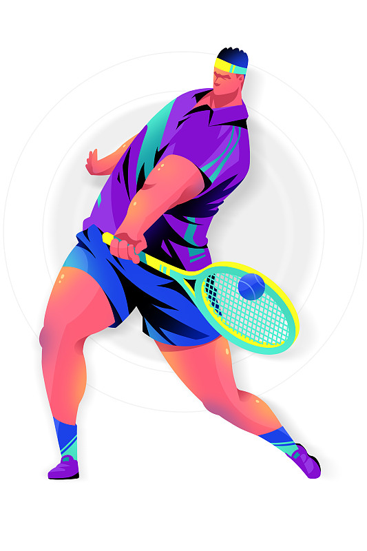 男运动员打网球的插画下载