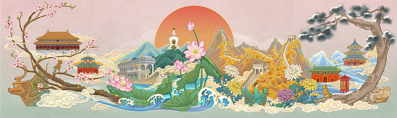 北京古建四季图图片素材