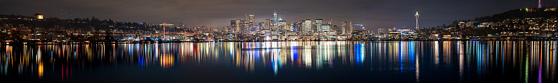 夜光城市全景，西雅图，美国图片素材