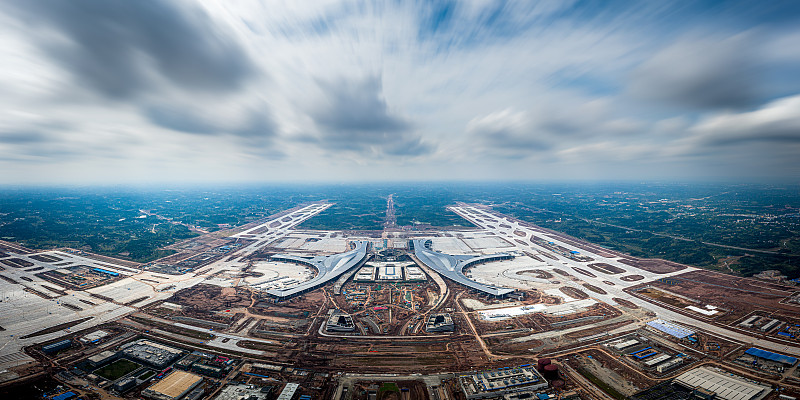 建设中的成都天府国际机场鸟瞰图片素材