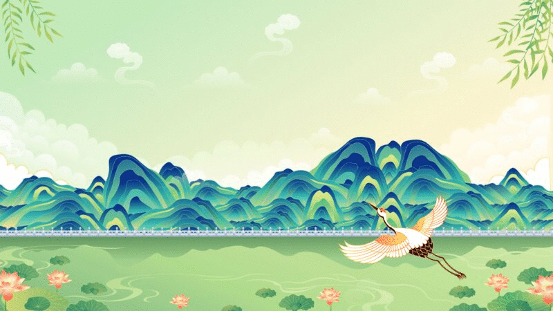 中国风园林风景插画图片下载