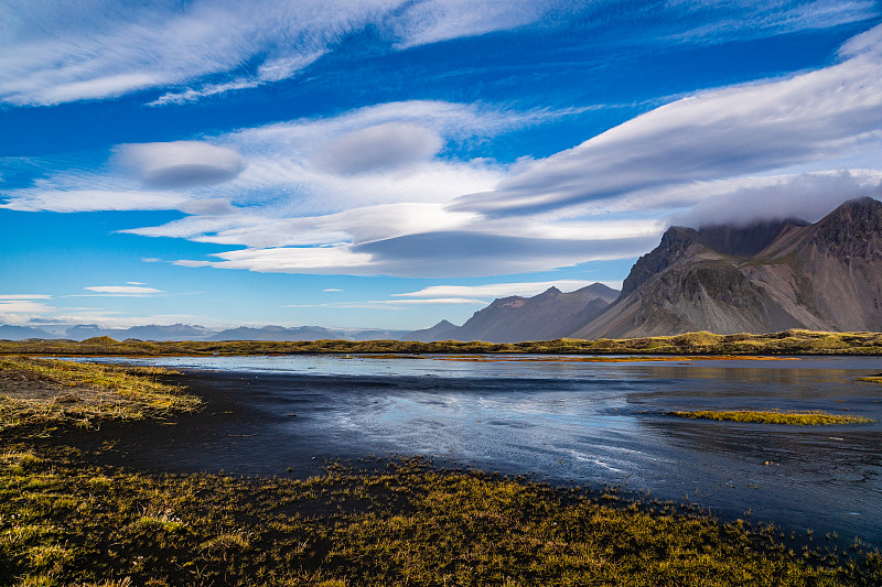 冰岛，湖对天空的风景图片素材