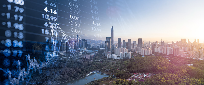 深圳城市风光和股票金融概念图片下载