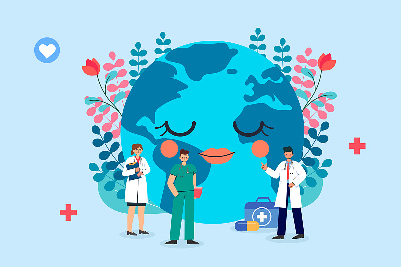 全球医疗健康事业概念矢量插画图片