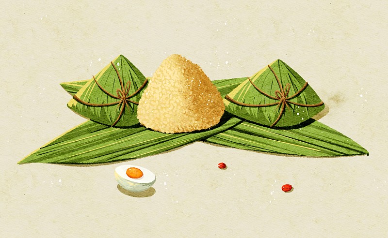 端午节粽子咸鸭蛋插画图片